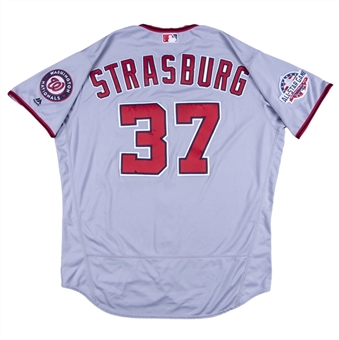 2018 Stephen Strasburg Game Used Washington Nationals Road Jersey Photo Matched To 2 Games (MLB Authenticated & Sports Investors)